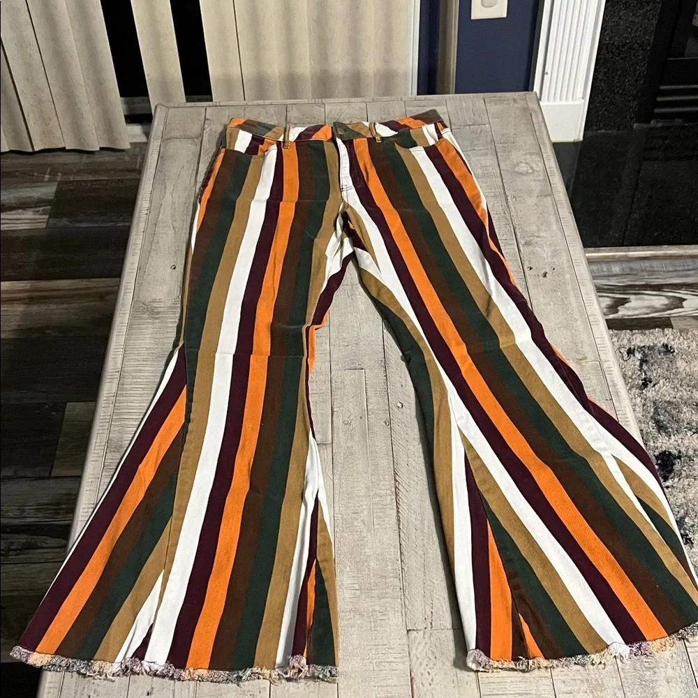 Versona Multicolor Striped Flare Jeans - Picture 1 of 4